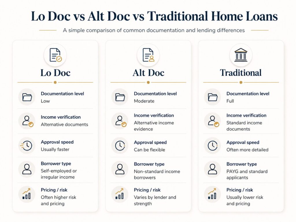 lo doc alt doc traditional home loans comparison