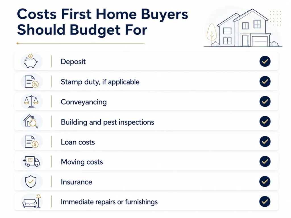 Checklist of costs first home buyers should budget for before purchasing