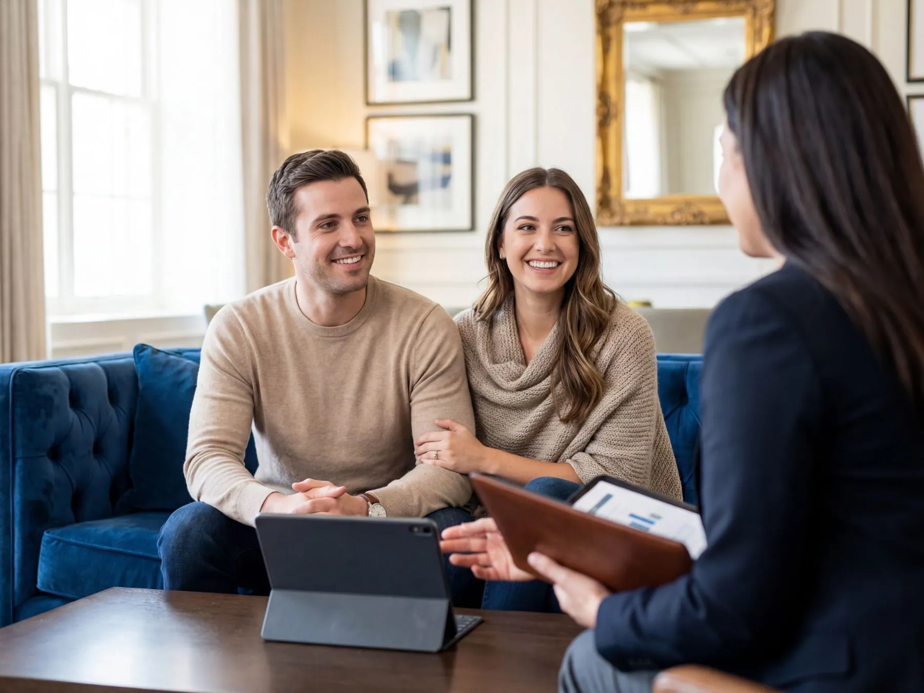 First home buyers reviewing property plans